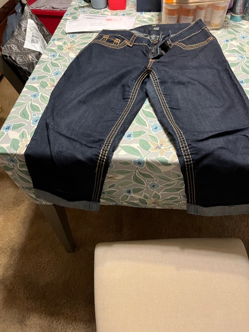 a.n.a Dark Indigo Ankle Crop Jeans with Contrast Stitching